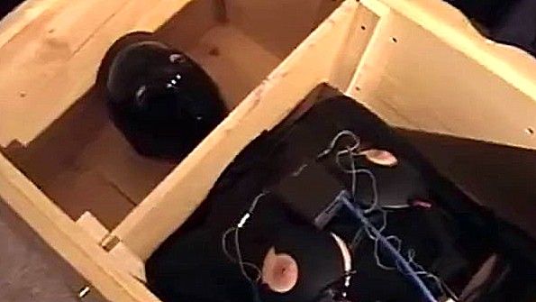 Надела латексный костюм и улеглась в гроб в нем