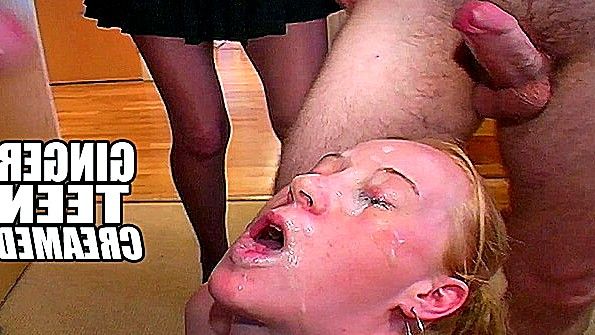 Сучку обливают спермой возбужденные мужики